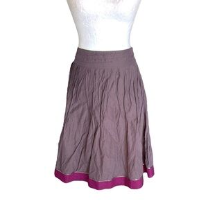Lida Baday Brown Crinkle Magenta & Sequin Trimmed Circle A-Line Skirt - 10